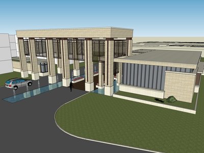 现代简约风格一层大门建筑设计